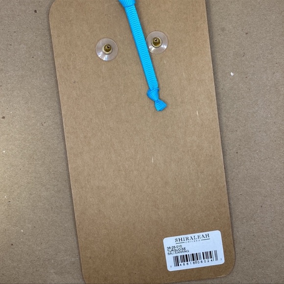 SHIRALEAH Turquoise and Gold Bali Earrings NWT - Picture 2 of 3